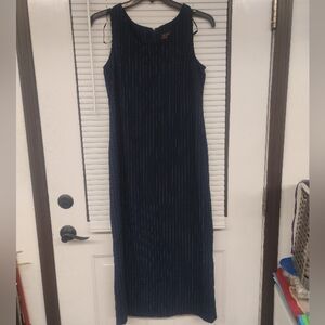 M.H.M. Women’s Size 8 Navy Blue Babydoll Maxi Pencil Gown Sleek Hourglass Narrow